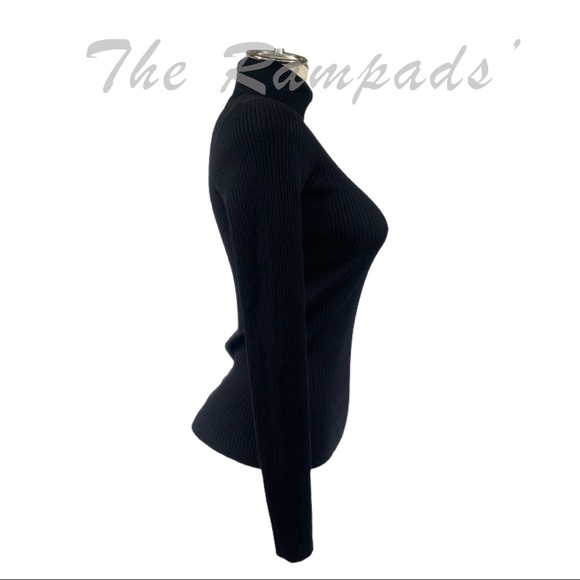 Black Ribbed Talbots Turtleneck Sweater Size Petite Small - Picture 2 of 7